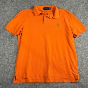 Polo Ralph Lauren Mens Orange Classic Fit Pique Pony Polo Shirt Small
